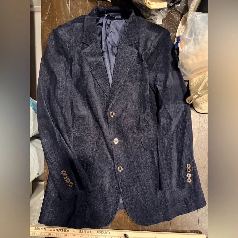 Private Label Blazer Skirt Set Navy Pleated Mini Italy 6 8 Medium Large